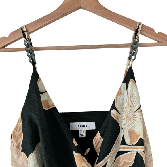 🛑SOLD🛑 REISS Alice Fitted Floral Print Midi Dress in Khaki Size 4 - Picture 6 of 12